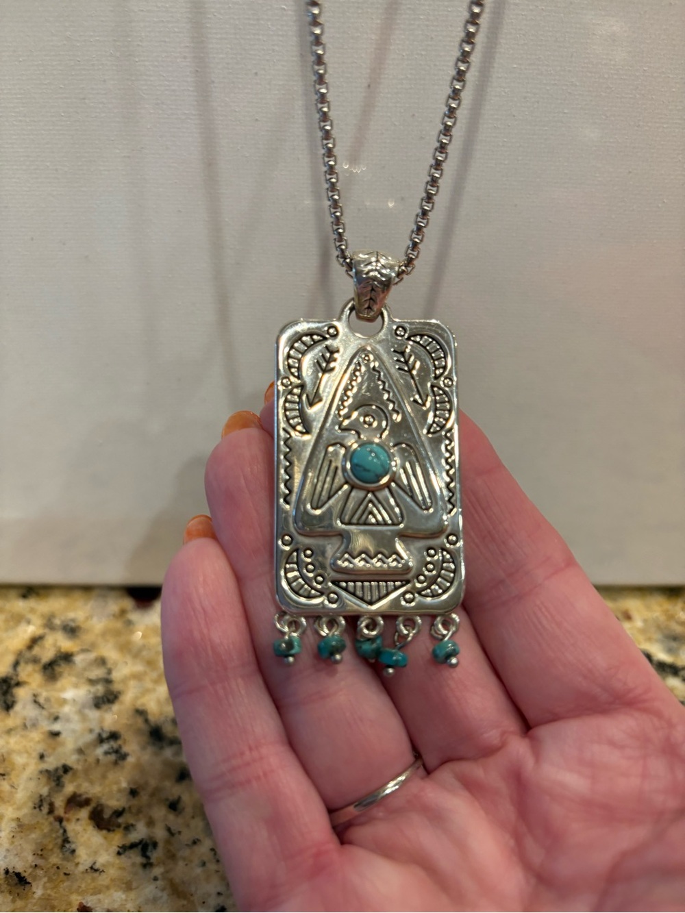 Brighton Silver Pendant Necklace with Turquoise Accents